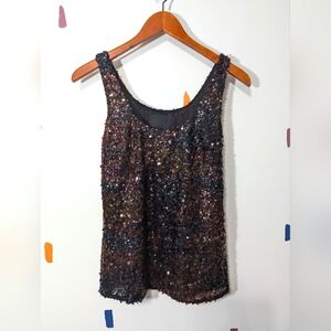 J. Crew Collection Black and Rainbow Sequin Top
